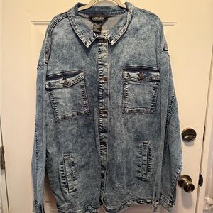 Women’s plus size denim shacket - Blue